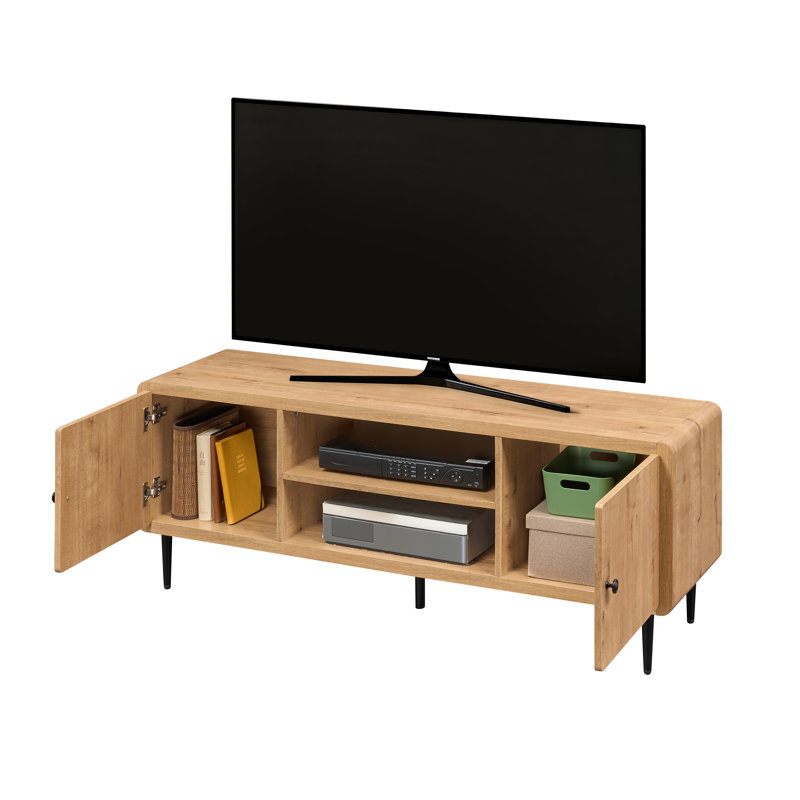  Meuble télé Mid-Century pour téléviseur de 60 po ou moins, chêne