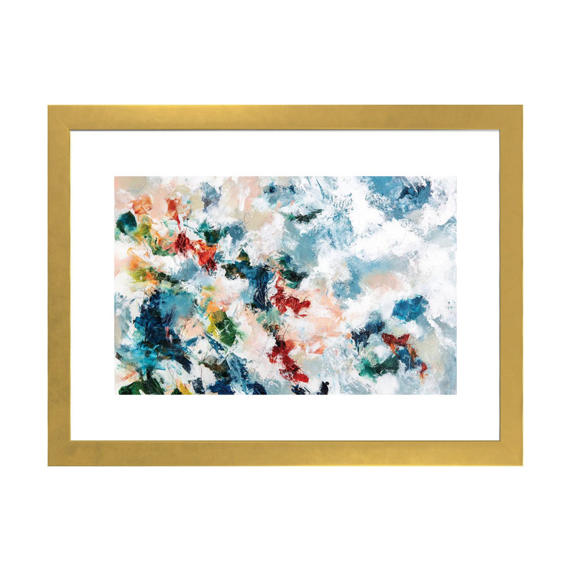 Meltemi par Cristina dalla Valentina-impression d’art graphique, Papier encadré doré, Blanc, H 24 po x l 32 po x P 1 po