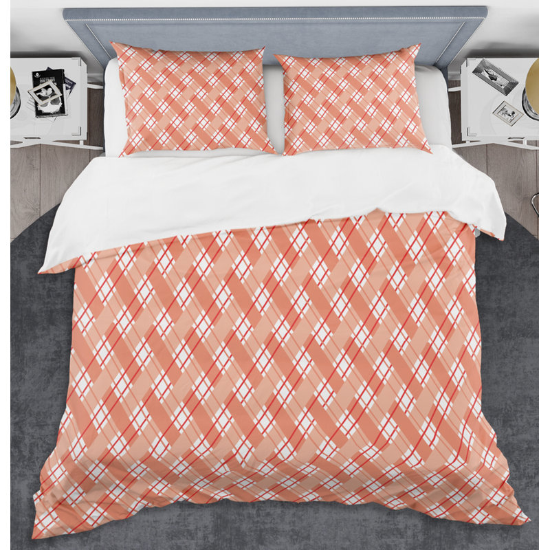 Ensemble de housse de couette à damier rétro rétro-century, Housse de couette très grand + 2 taies décoratives