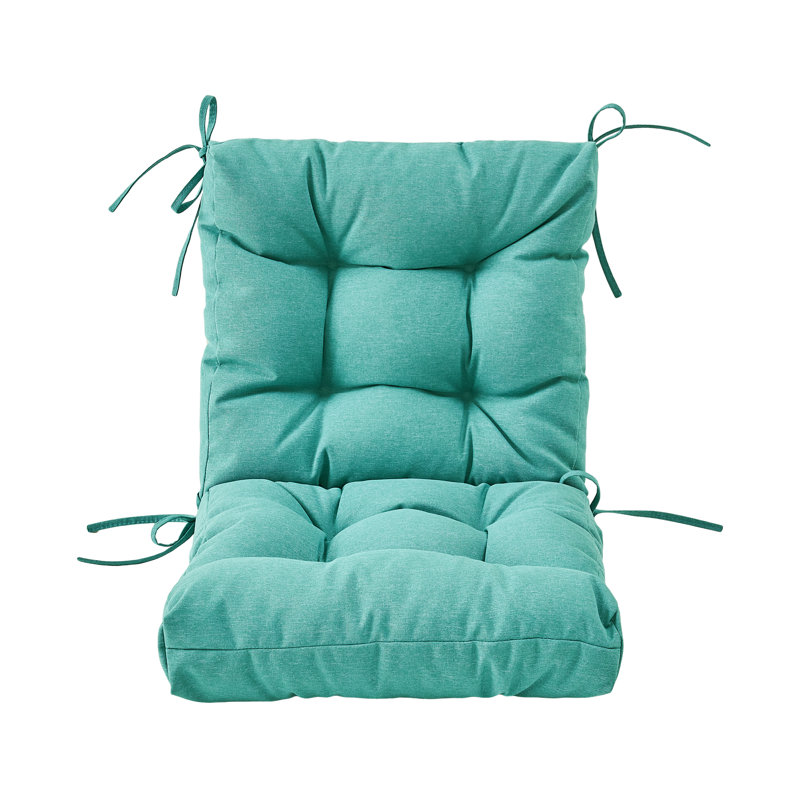 Outdoor 4'' Dining Chair Seat / Back Cushion, Green/White
