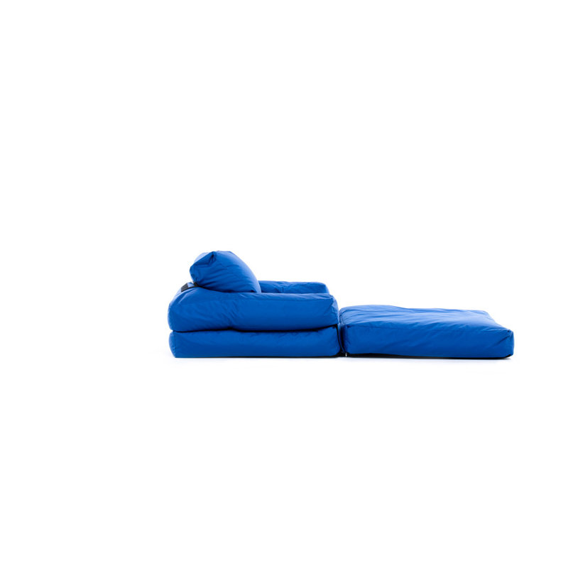Fauteuil futon large de 35,4 po Elvin, Mélange de polyester bleu