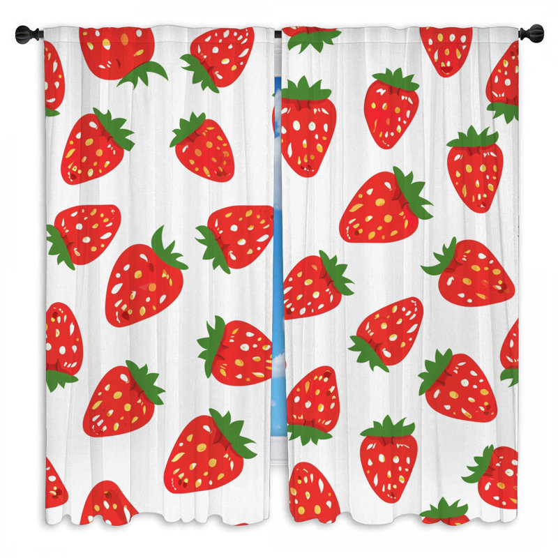 Rideaux pour fenêtre Strawberry - 2 panneaux, L 20 po x L 52 po
