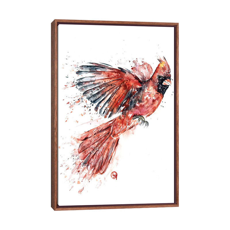 «Cardinal» par Lisa Whitehouse - impression d'art graphique, H 60 po x l 40po x P 1,5 po, Toile avec cadre en bois classique