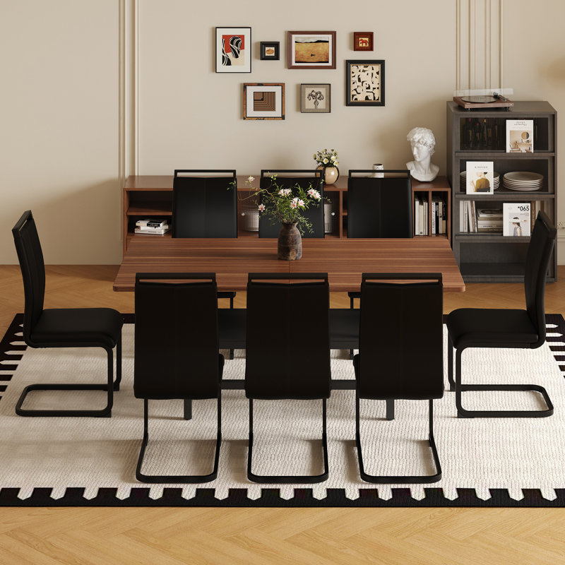 Ensembles de table de salle à manger spacieux en grain de noyer avec 8 chaises pour une maison moderne