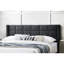 Lit double moderne avec revêtement en lin brossé gris anthracite, tête de lit carrée, sans ressort, plateforme élégante pour meubles de chambre à coucher