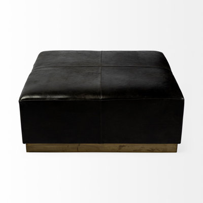 Repose-pieds carré en cuir véritable de 36 po Marais