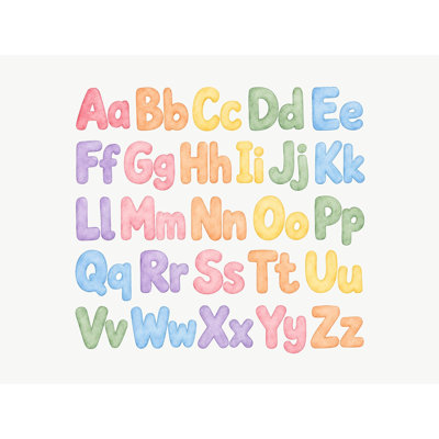 Pastel Upper And Lowercase Alphabet Wall Decals, Set of 26 Educational Peel and Stick Wall Stickers, Classroom Playroom Decor, Kids Learning Wall Art, 20"W x 20"H (50 x 50 cm)
