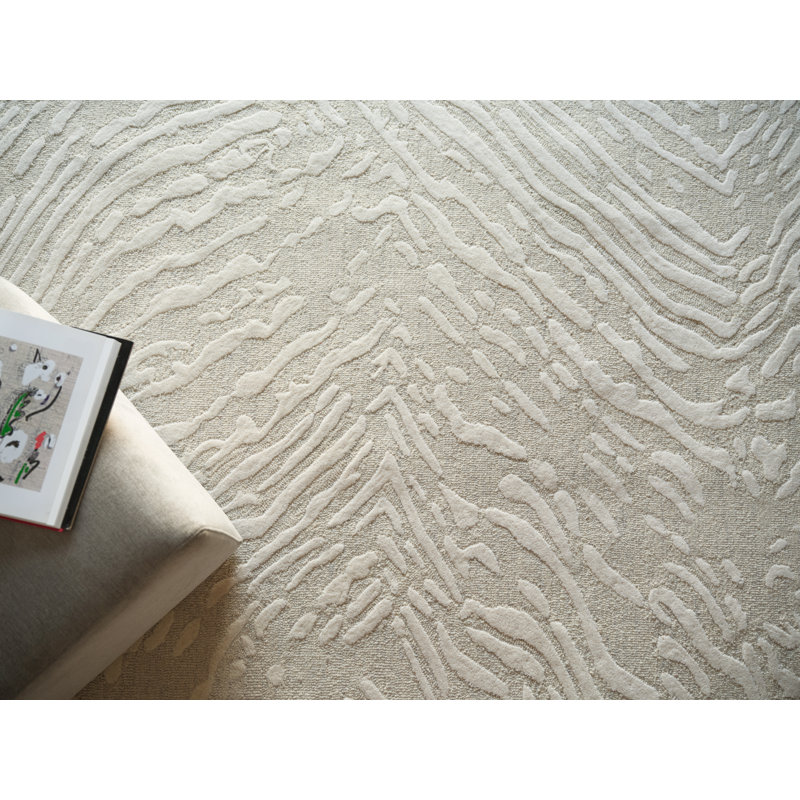 Entro Handmade New Zealand Wool Silver/Ivory Area Rug, Rectangle 12' x 15'