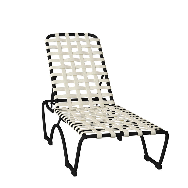 Kahana Outdoor Metal Chaise Lounge, Shell Vinyl, Parchment