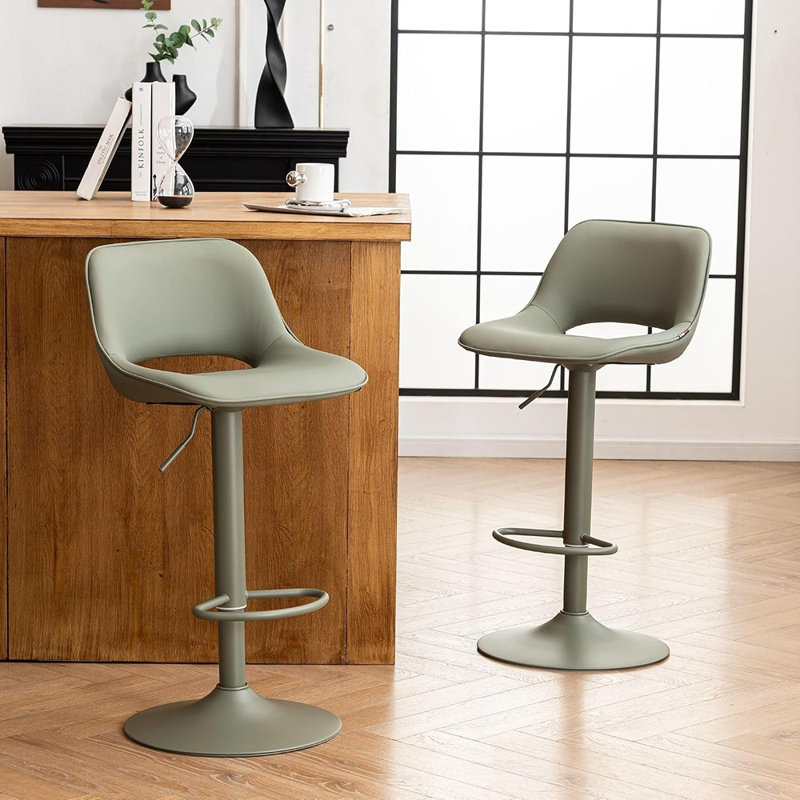 Swivel Upholstered Counter Stool with Steel Frame