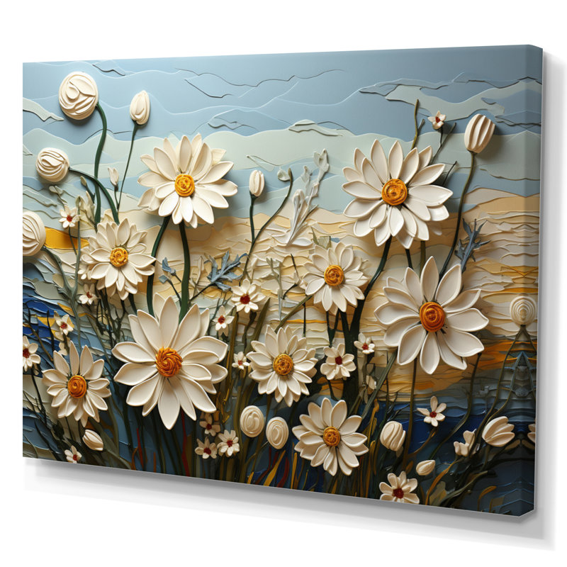 Daisies Daisy Delight II - Daisies, reproduction d'art encadrée, H 12 po x l 20 po x P 1 po, Toile tendue