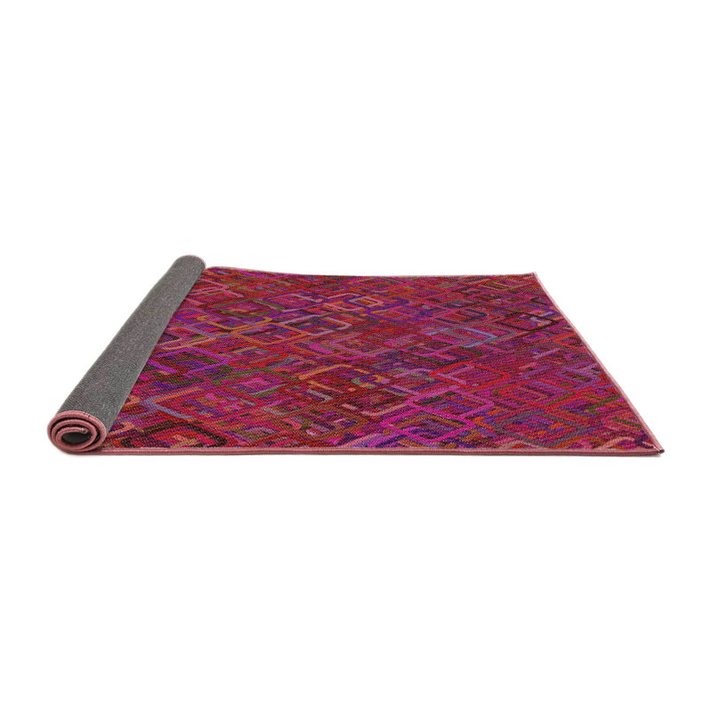 Tapis décoratif rose/rouge à motifs Siskiyou, Carré 7 pi
