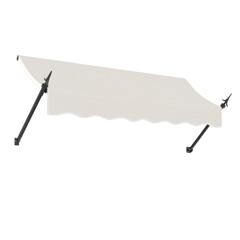 Awntech New Orleans Acrylic Fabric Fixed Awning with Iron Spear Arms, 24" H x 100.5" W x 16" D, Oatmeal Tweed