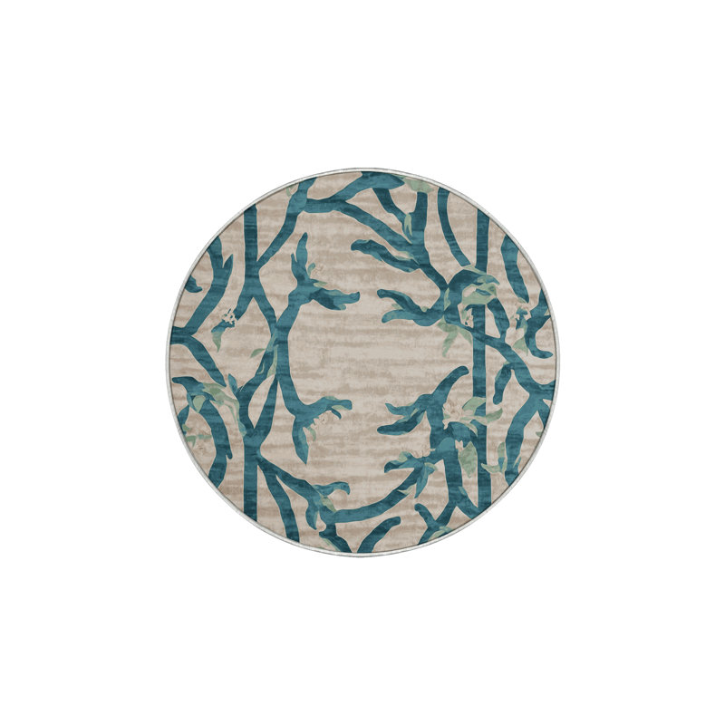 Machine Washable Beige Area Rug, Round 7'
