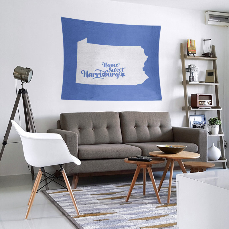 Tapisserie de Harrisburg, Pennsylvanie, H 68 po x l 80 po, Bleu