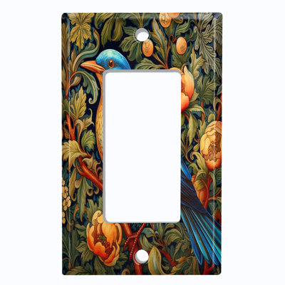 Metal Light Switch Plate Cover; US Standard Size 1 Gang GFI Rocker - Blue Bird