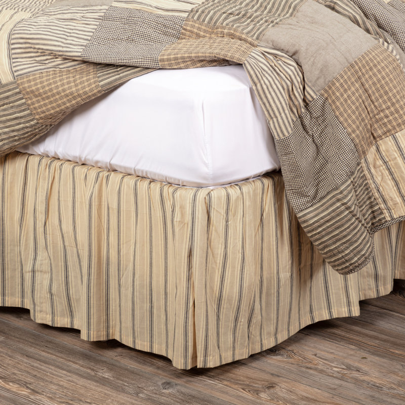 Sawyer Mill Charcoal Striped Cotton King Bed Skirt