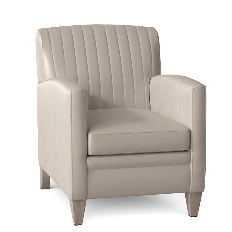 Barnabus Leather Club Chair, Anilina Cacao Genuine Leather, Stone