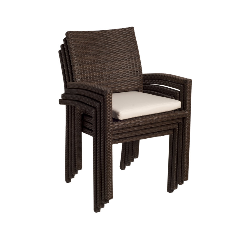 Chaise de patio empilable avec coussin Frony Lindy