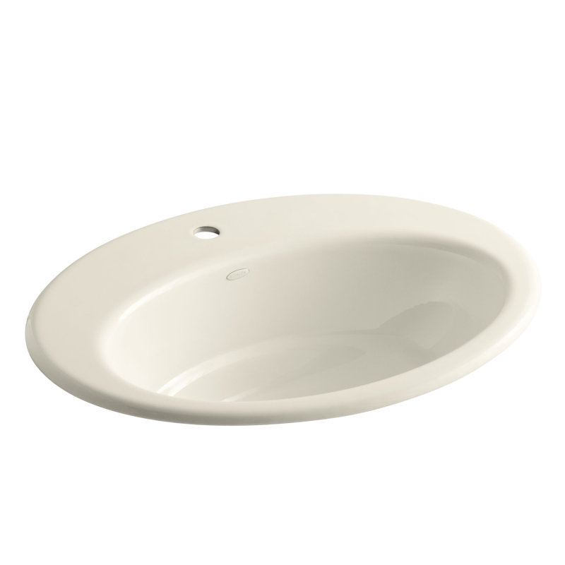 Lavabo de salle de bain ovale encastré en métal Thoreau, Amande