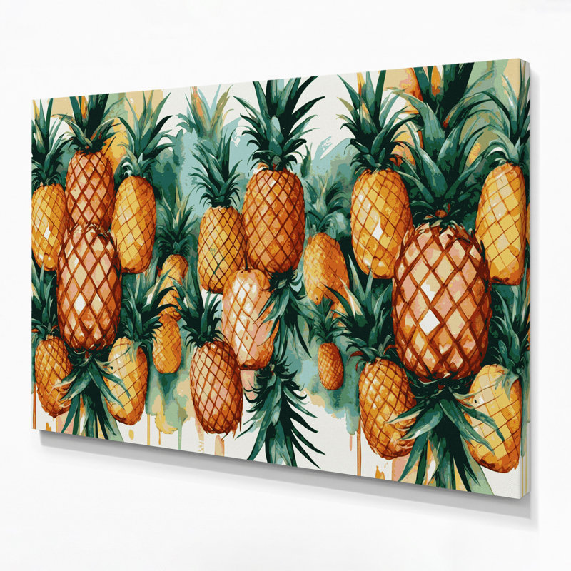 Fruit, ananas brun, art mural sur toile, H 11 po x l 14 po