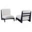Chaise d'appoint Living Moda blanche avec structure en bois massif noir, ensemble de 2