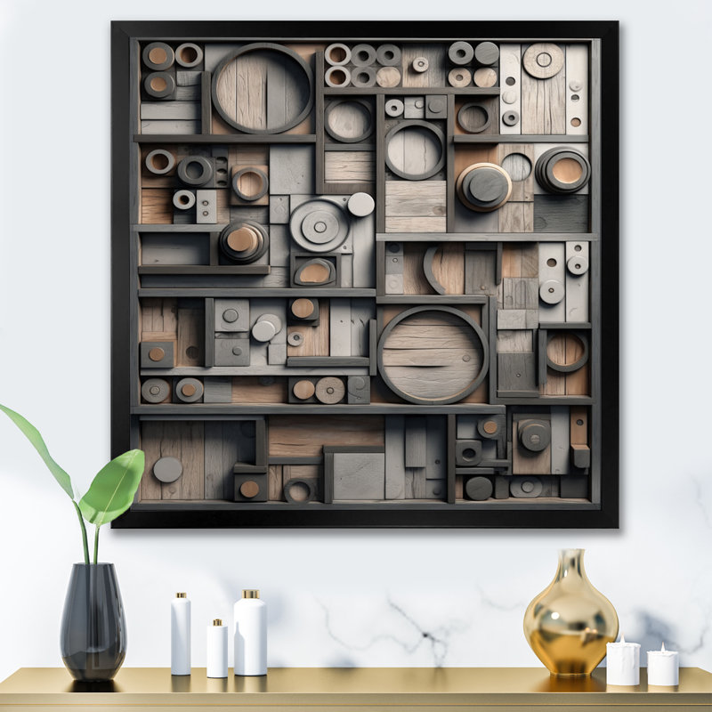 Cubic Geometric Dreams III sur impression sur toile, Cadre simple noir, H 16 po x l 16 po x P 1 po