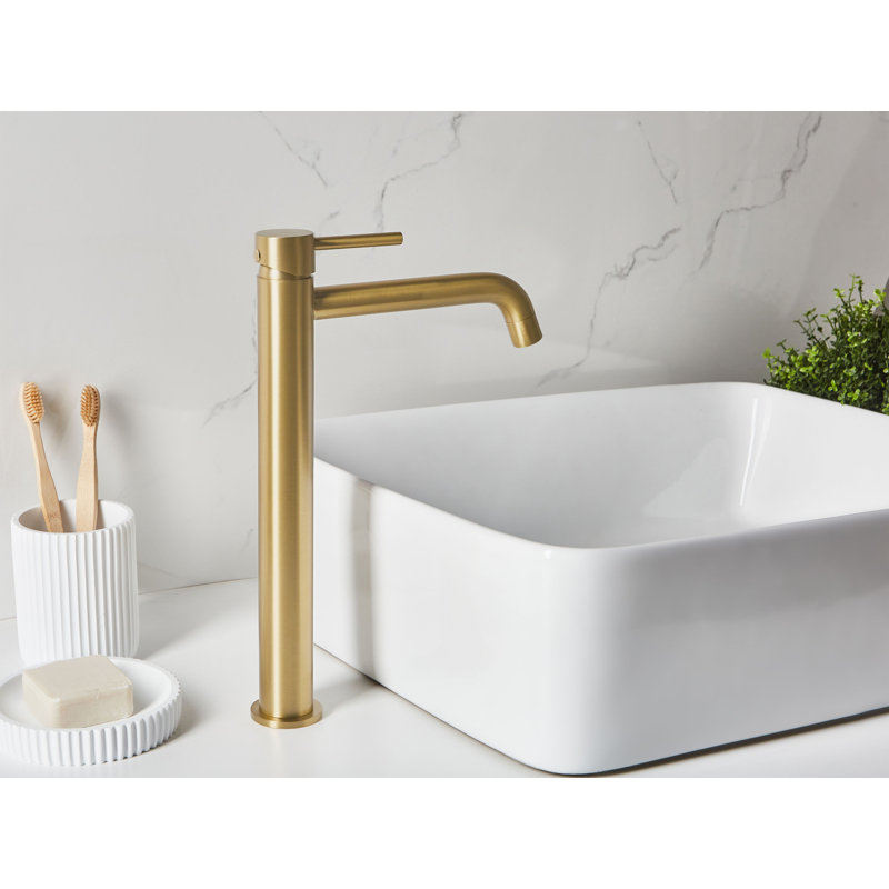 Tall Basin Mixer Tap Magill Brass Gold, Gold