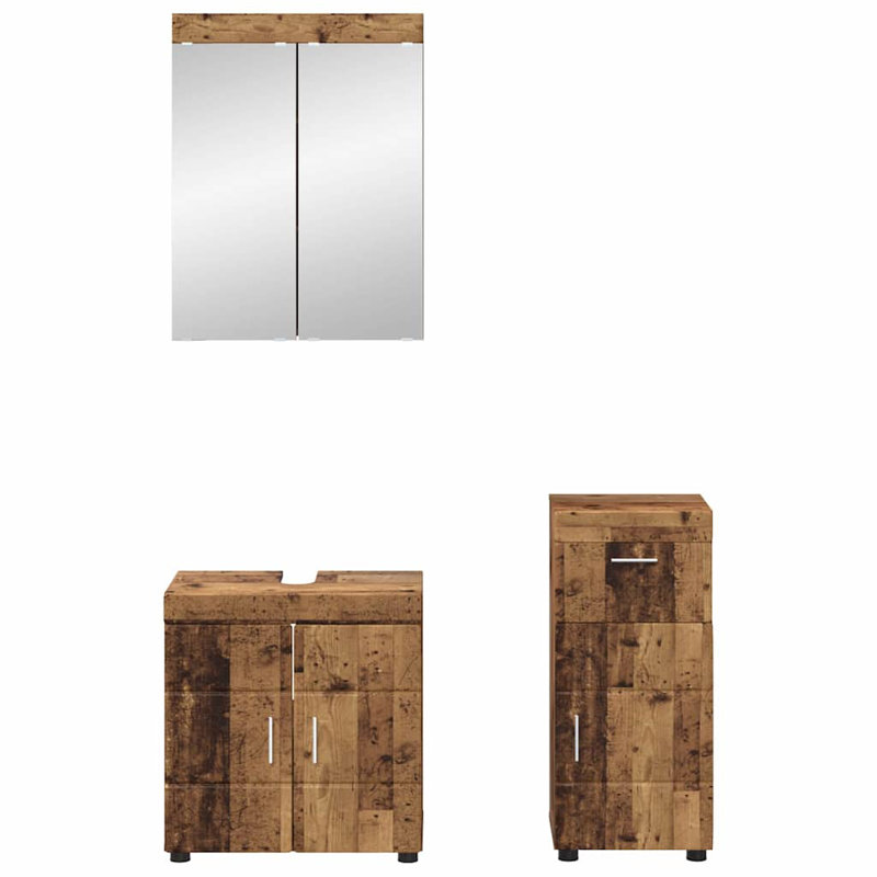 Vanity & Mirror Set, Medium Wood