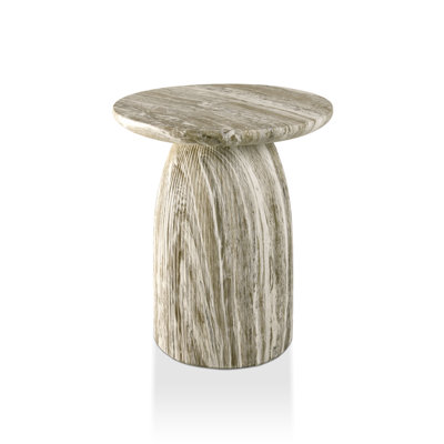 Fulcher Natural Stone 17" W Pedestal End Table with Travertine Effect