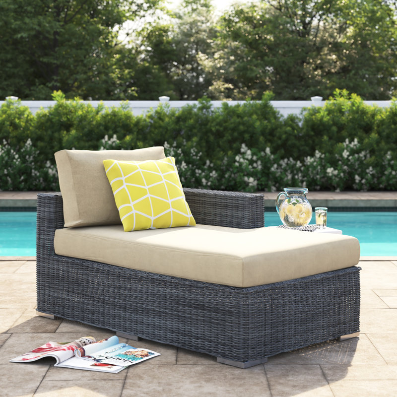 Modway Invite Outdoor Patio Sunbrella Right Arm Chaise, Antique Beige Sunbrella® Canvas