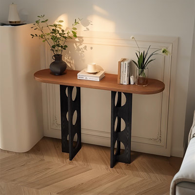 51.18" Brown&Black Modern Minimalist Ash Console Table