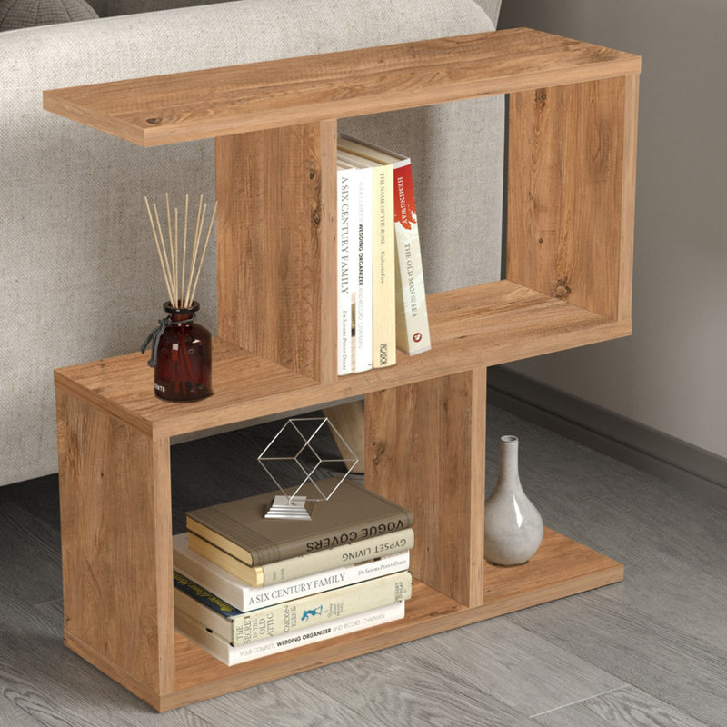Raellen 59.4cm H x 60cm W Metal Bookcase, Brown