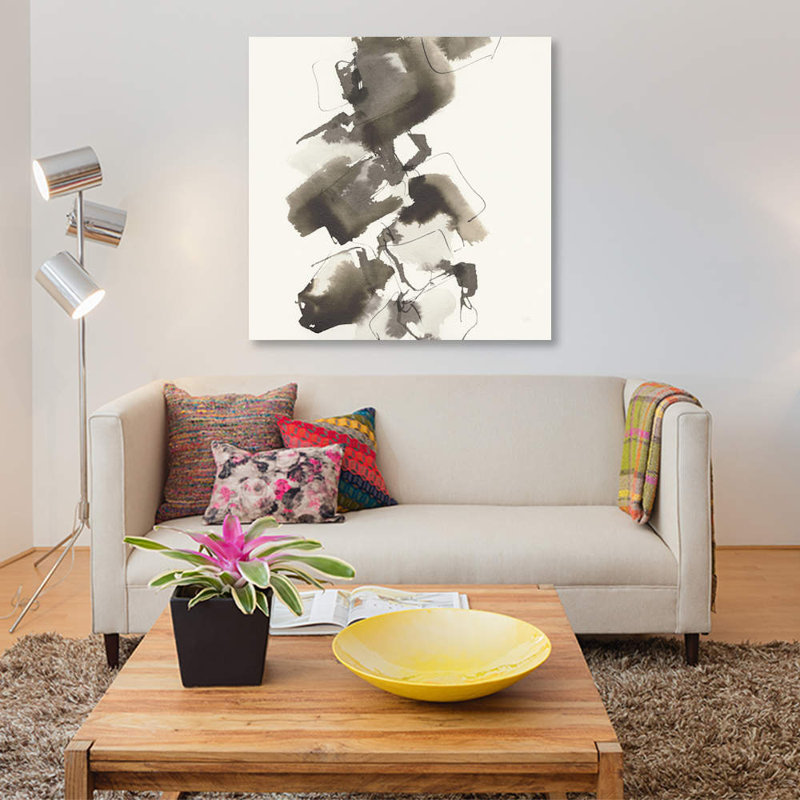 «Stacked in Greige II», reproduction sur toile, H 12 po x l 12 po x P 1,5 po, Pas de tapis, Toile tendue