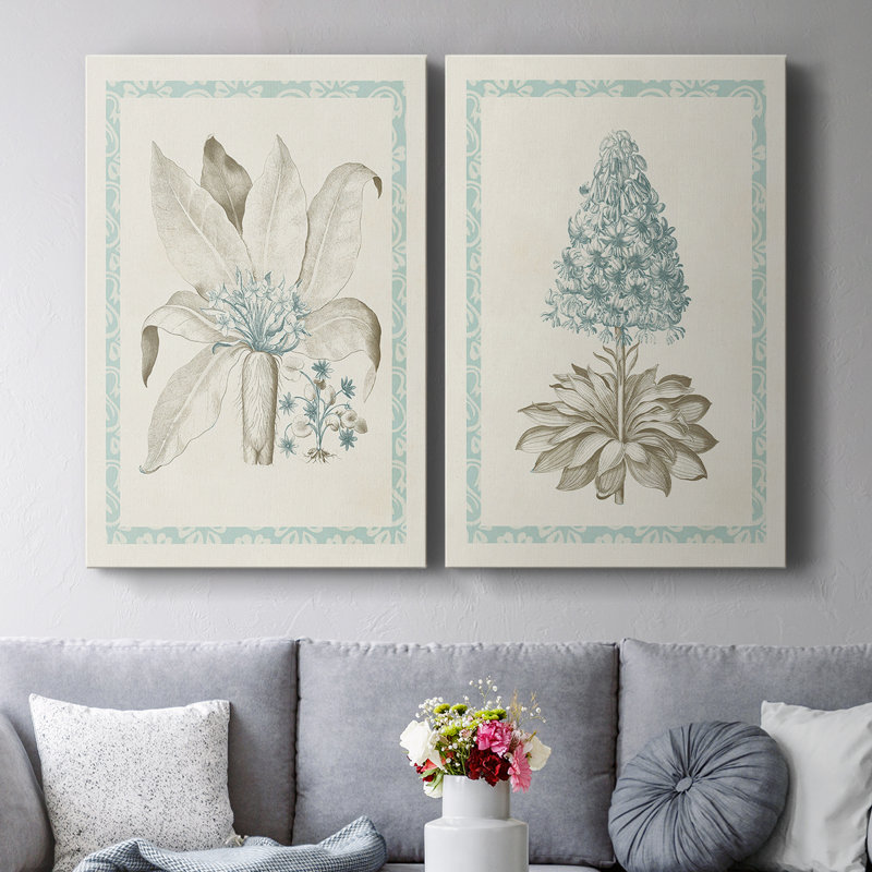 Toile tendue avec châssis V Willow Blue - prêt à accrocher, H 27 po x l 18 po