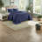 Reversible Navy Bedding Sets, Polyester Microfiber, Transitional Style For Home