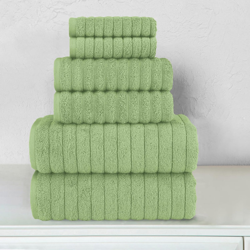Ensemble de 6 serviettes de bain en velours côtelé de luxe Elegant Comfort, Sauge