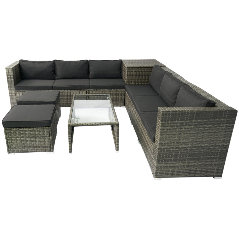 Ensemble de canapé modulaire d'extérieur 8 pièces