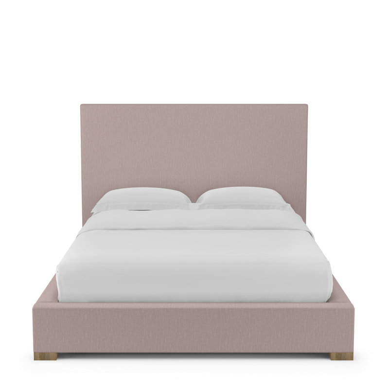 Sloan Upholstered Bed, Queen, Box Weave Linen Blush, Weathered