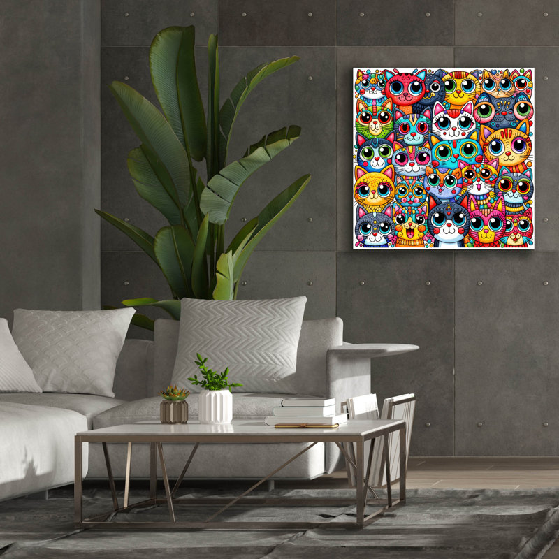  «Glaring Cats 2» par Rey Klimt, art mural sur toile, 37 po x 37 po