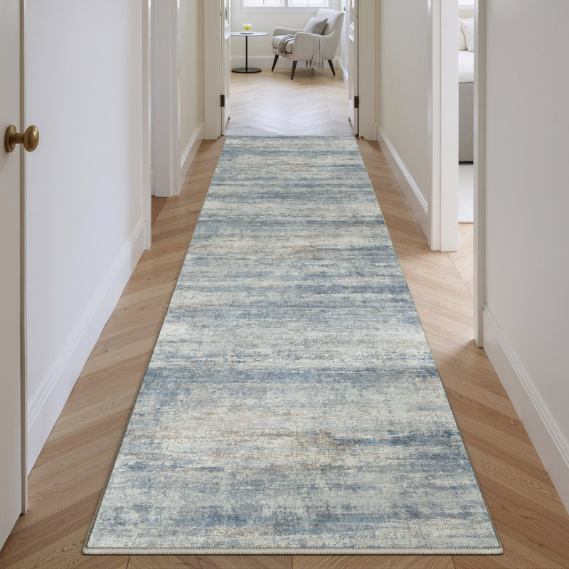 Elroy Modern Abstract Machine Washable Area Rug, Runner 2' x 8'