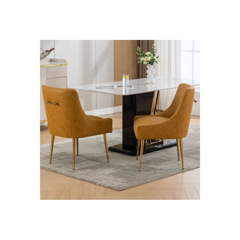 Chaise de salle à manger Tymara avec dossier rembourré, Moutarde
