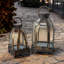 Stylish 44cm Metal Lantern Set of 2 - Distressed Candle and Fairy Light Lanterns for Indoor & Outdoor Home and Garden Décor-123855580