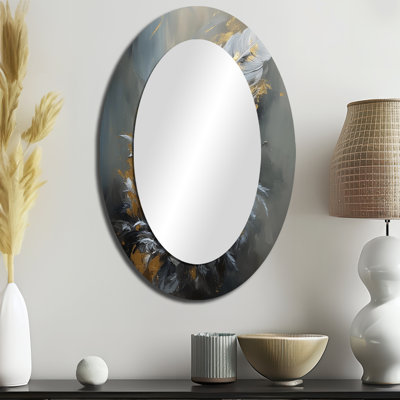 Miroir mural ovale doré
