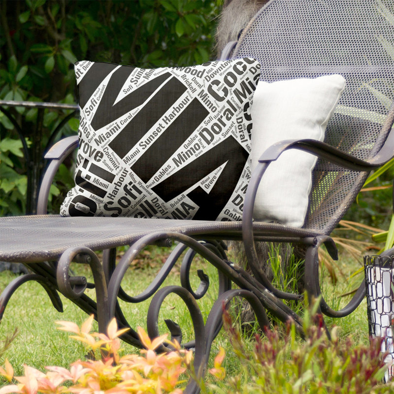 Coussin intérieur / extérieur Miami, Non, Noir, H 20 po x l 20 po