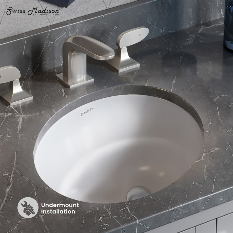 Monaco 16" Ceramic Undermount Bathroom Sink, White