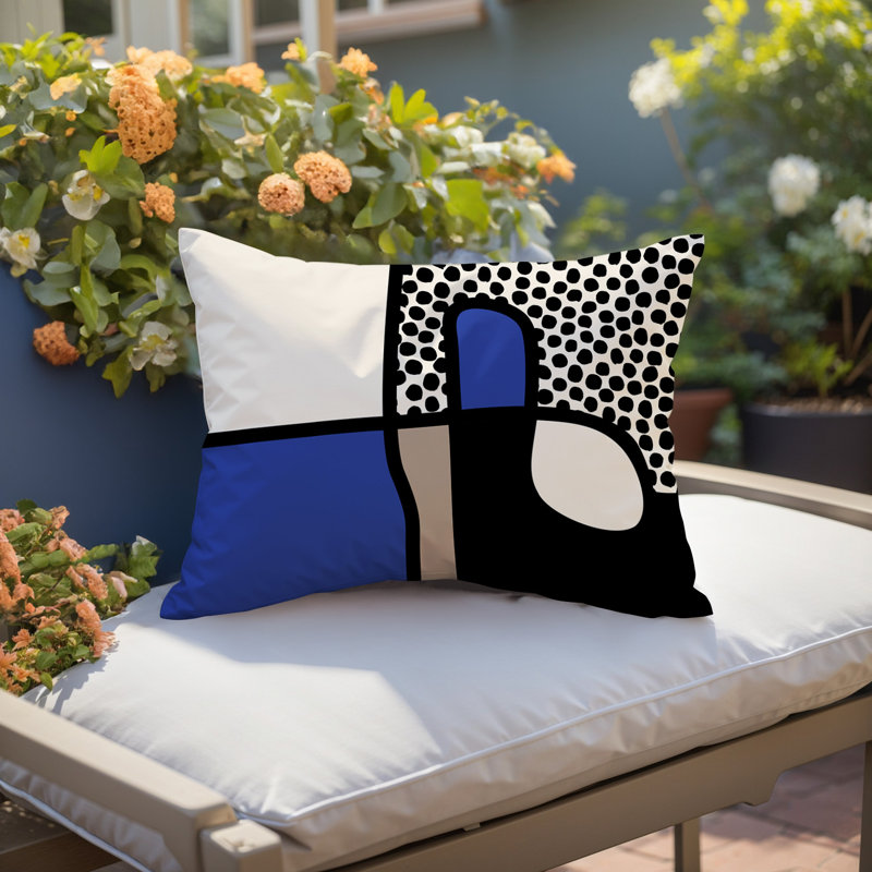 Coussin lombaire réversible intérieur / extérieur Jai Abstract, H 18 po x l 25 po, Marine