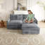 Canapé modulaire gris en velours côtelé gris 2 pièces pour salon, structure haute, structure en bois, canapé avec coussins relaxants, surface, base-995964292-995964297