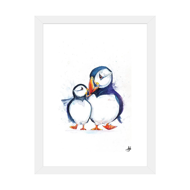 Décoration murale pour enfants Parading Puffins, H 32 po x l 24 po x P 1 po, Papier encadré blanc