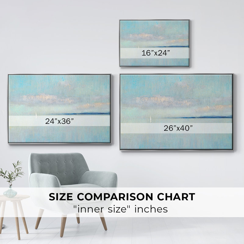 Sunrise Haze, toile tendue avec châssis encadré, Encadrement argenté, H 25 po x l 37 po x P 2 po